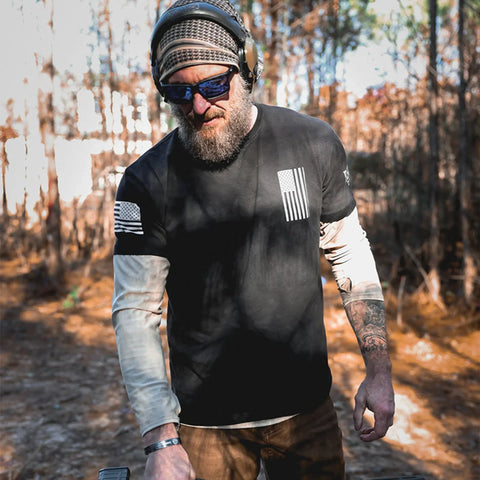 Mens Reflective Flag T-Shirt - Black