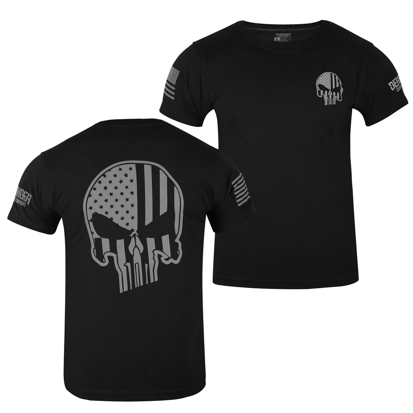 The Mercenary - Reflective Skull and Flag Motorcycle T-Shirt