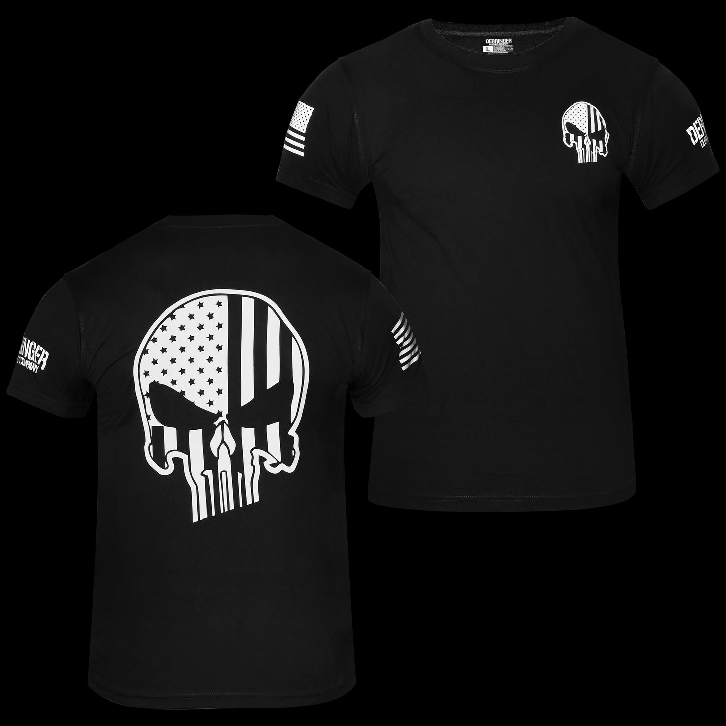 The Mercenary - Reflective Skull and Flag Motorcycle T-Shirt