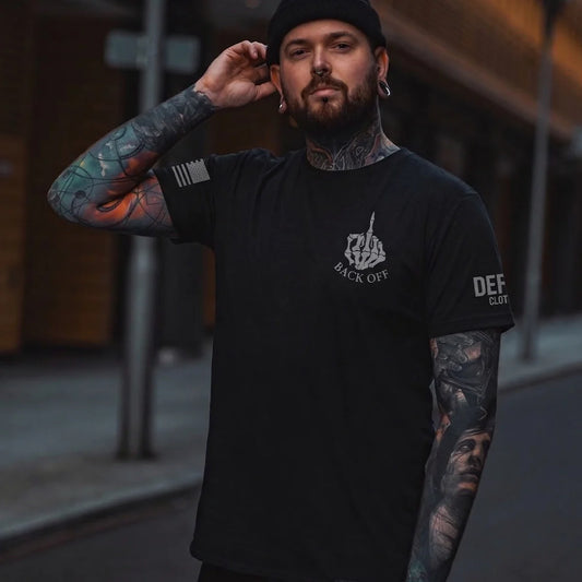 Mens Black Backoff and Finger T-Shirt