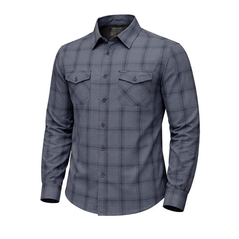 Reaper - Blue and Grey Men's Motorcycle Flannel Shirt