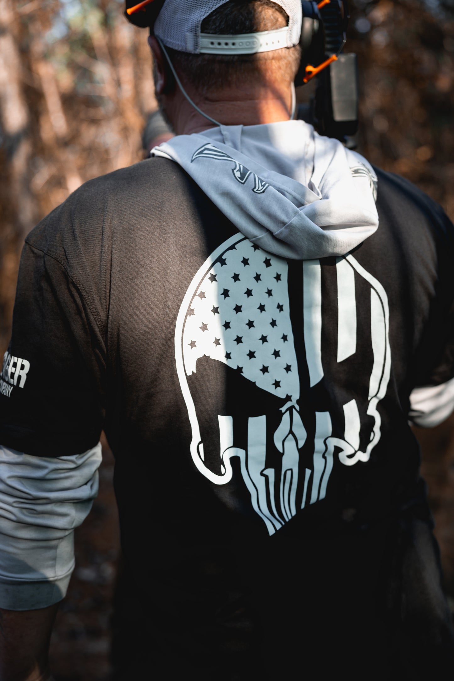 The Mercenary - Reflective Skull and Flag Motorcycle T-Shirt