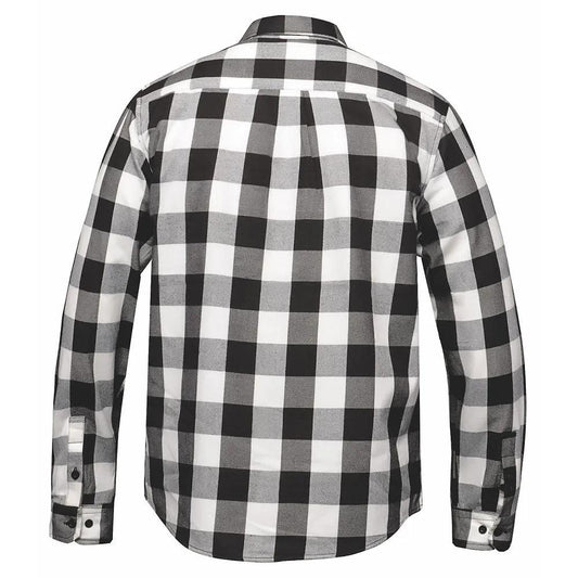 Mens Black and White Cotton Flannel Long Sleeve Shirt - TW205.14