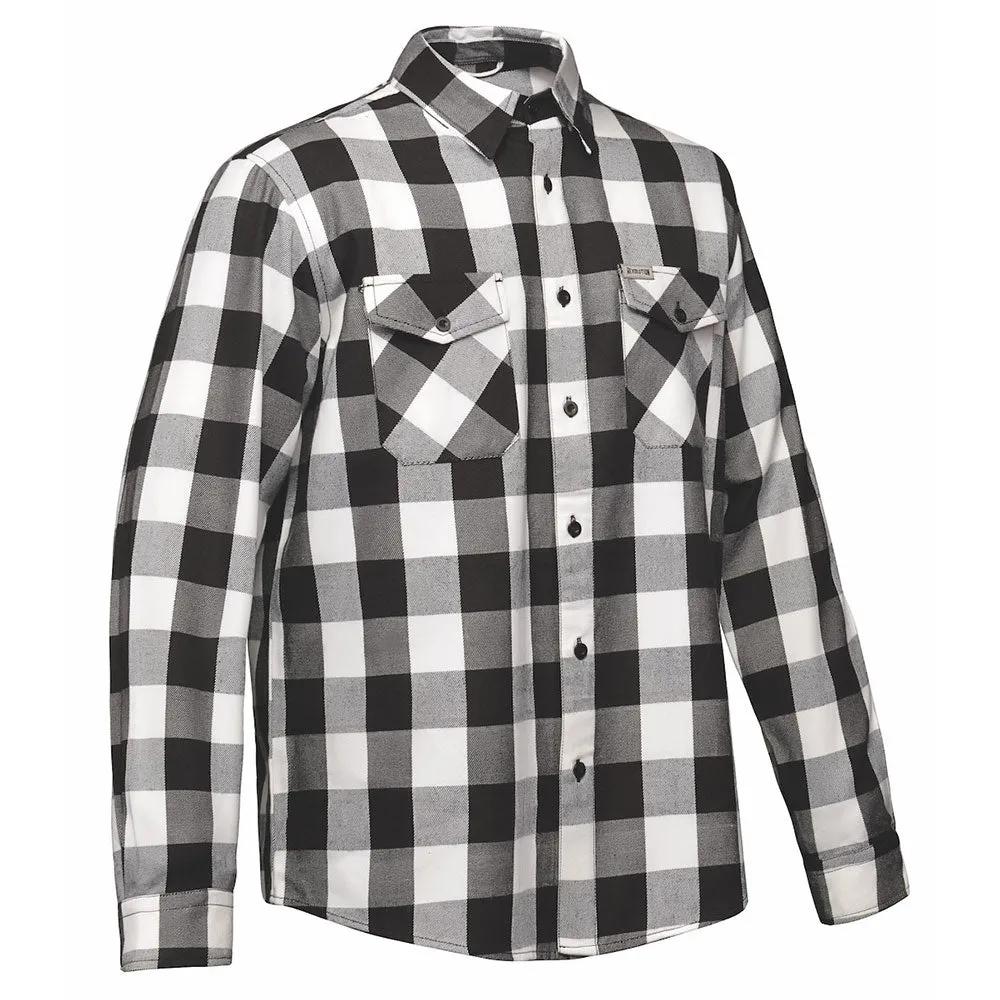 Mens Black and White Cotton Flannel Long Sleeve Shirt - TW205.14