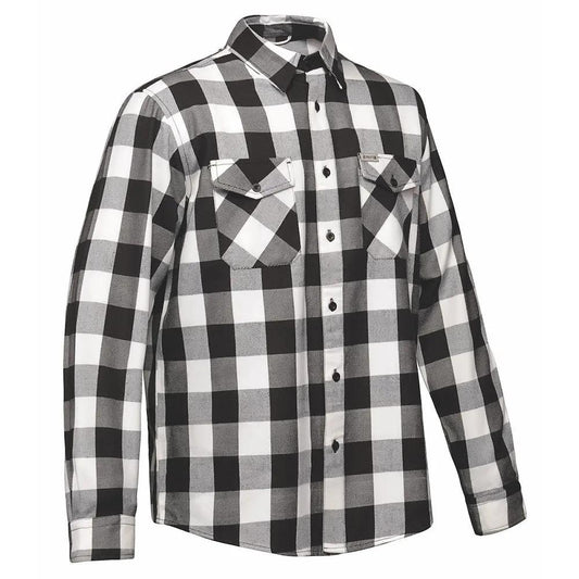 Mens Black and White Cotton Flannel Long Sleeve Shirt - TW205.14