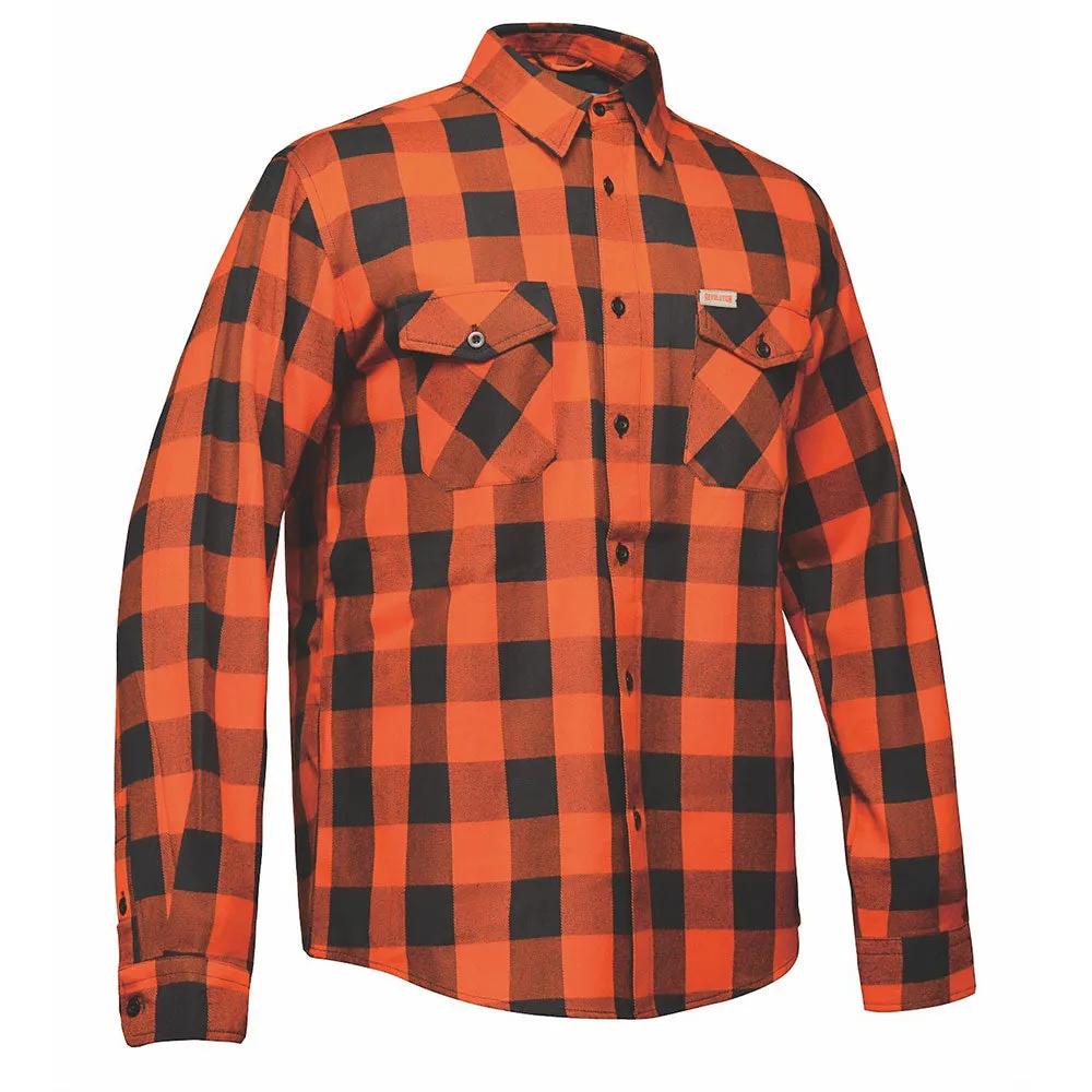 Men's Black and Orange Long Sleeve Cotton Flannel Shirt - TW205.16