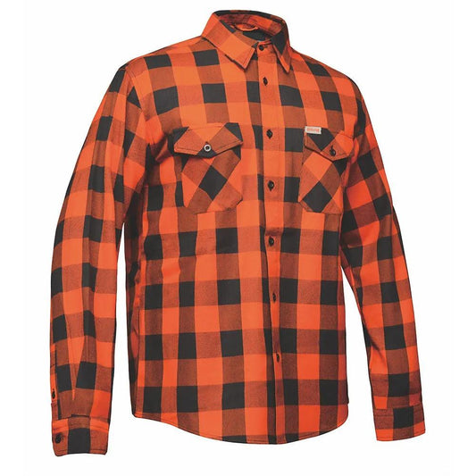 Men's Black and Orange Long Sleeve Cotton Flannel Shirt - TW205.16