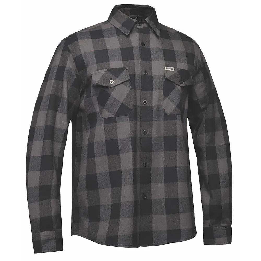 Men's Black and Grey Long Sleeve Cotton Flannel Shirt