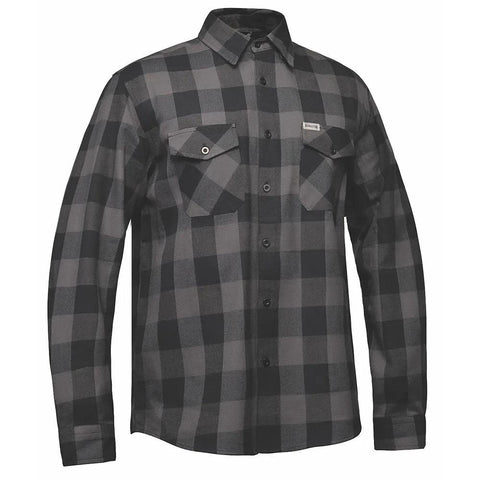Men's Black and Grey Long Sleeve Cotton Flannel Shirt