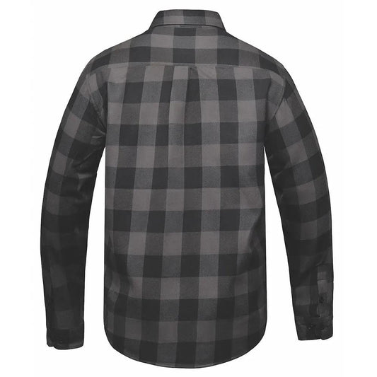 Men's Black and Grey Long Sleeve Cotton Flannel Shirt