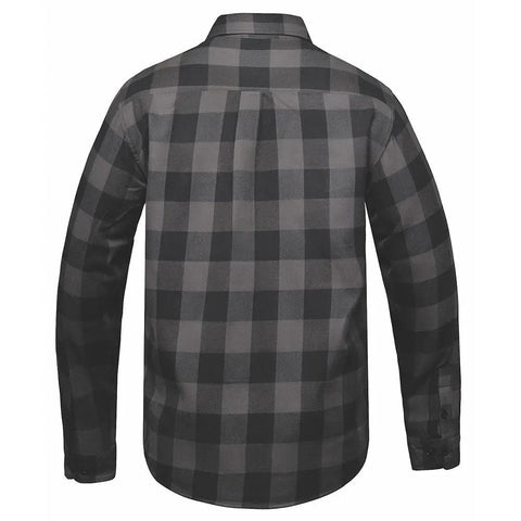 Men's Black and Grey Long Sleeve Cotton Flannel Shirt