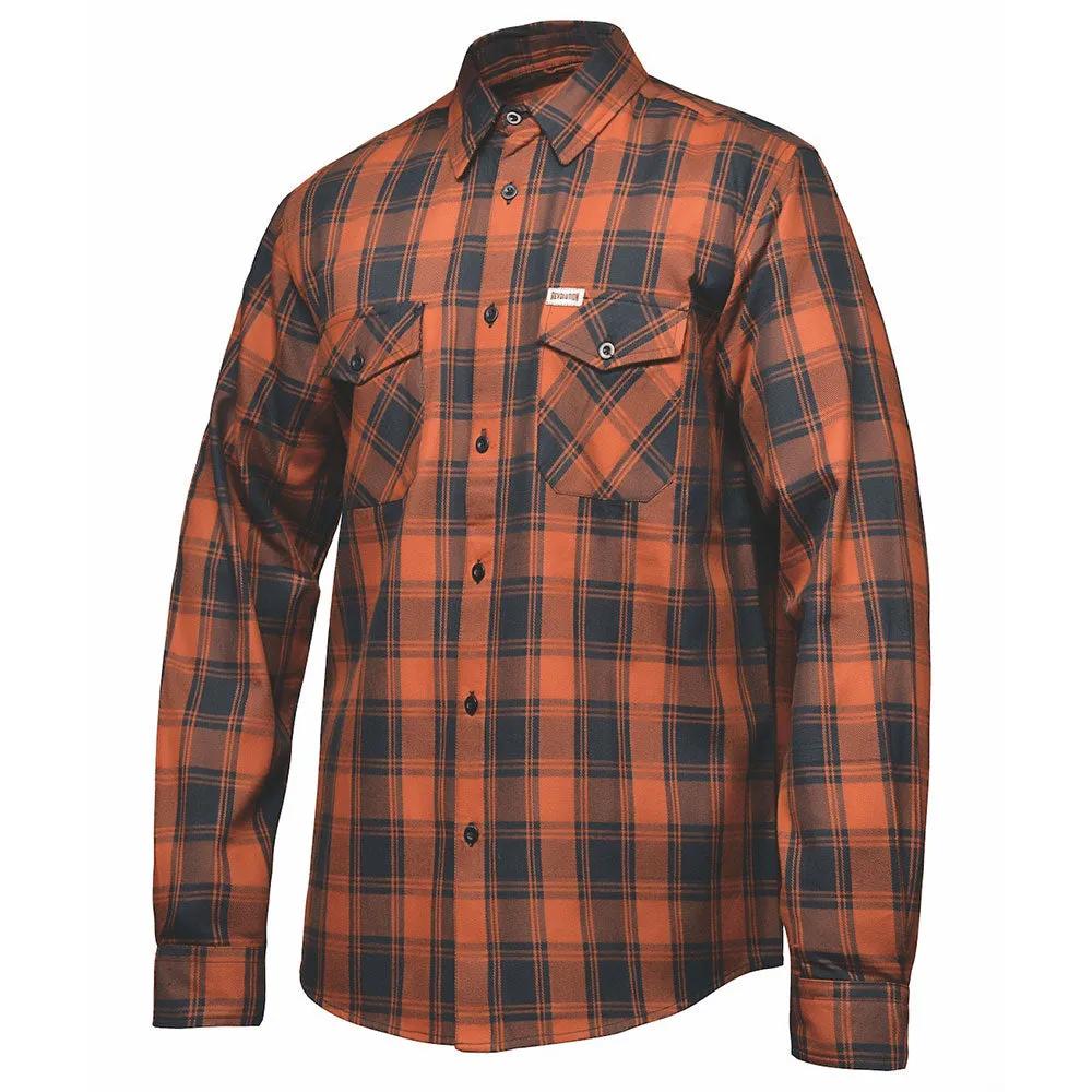 Mens Black and Brown Cotton Long Sleeve Flannel Shirt - TW211.00