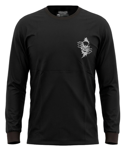 Men's Black Long Sleeve T-Shirt with Skull Graphic Print